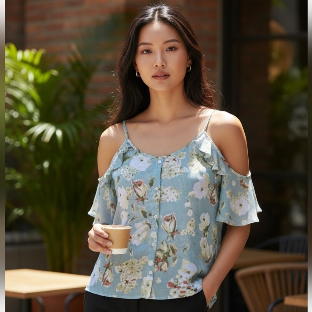 Peach Love California Floral Blouse (BL19)